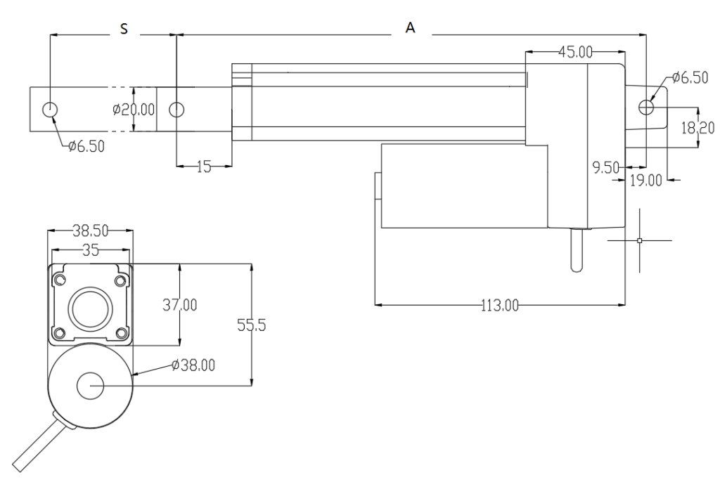 Sanxing FD10 linear actuator drawing
