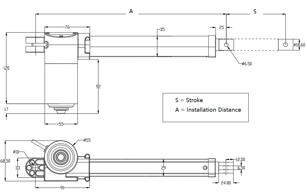 3000N electric linear motor actuator 12v 24v | FD18 Cost Effective Medium Thrust Drive 2 3000N electric linear motor actuator 12v 24v FD18 dimension engineering drawing