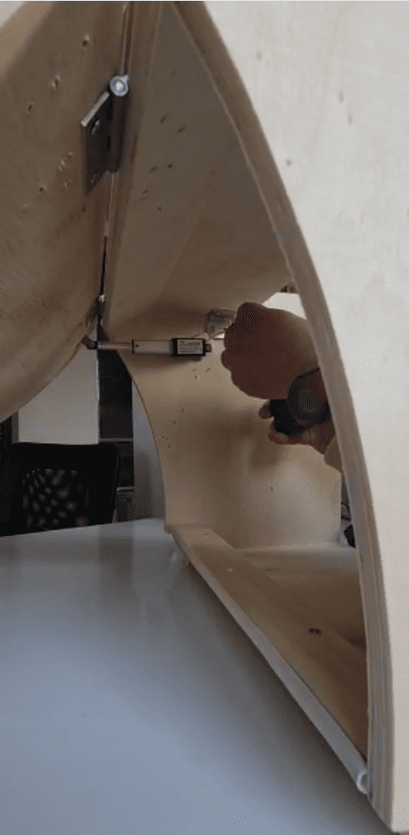 FD17 Mini Linear Actuator installed inside indoor smart storage cabinet