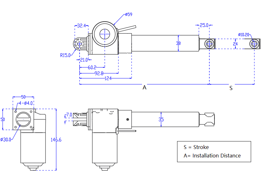 Industrial Linear Actuator Selection Guide | Sanxing Custom Electric Actuator 6 Sanxing FD22 Industrial Linear Actuator Heavy Load Electric Linear Actuator Outline Drawing