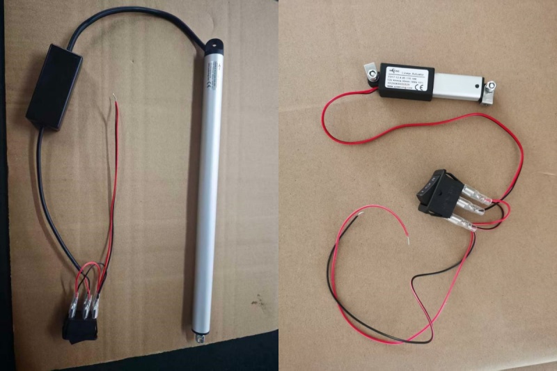 DPDT switch wiring diagram for 2‑wire 12V linear actuator prototype setup